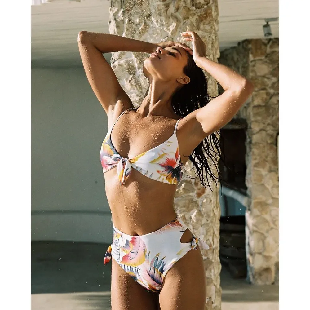 L*Space Flashback Bikini Top Sunset Palm Size Medium New